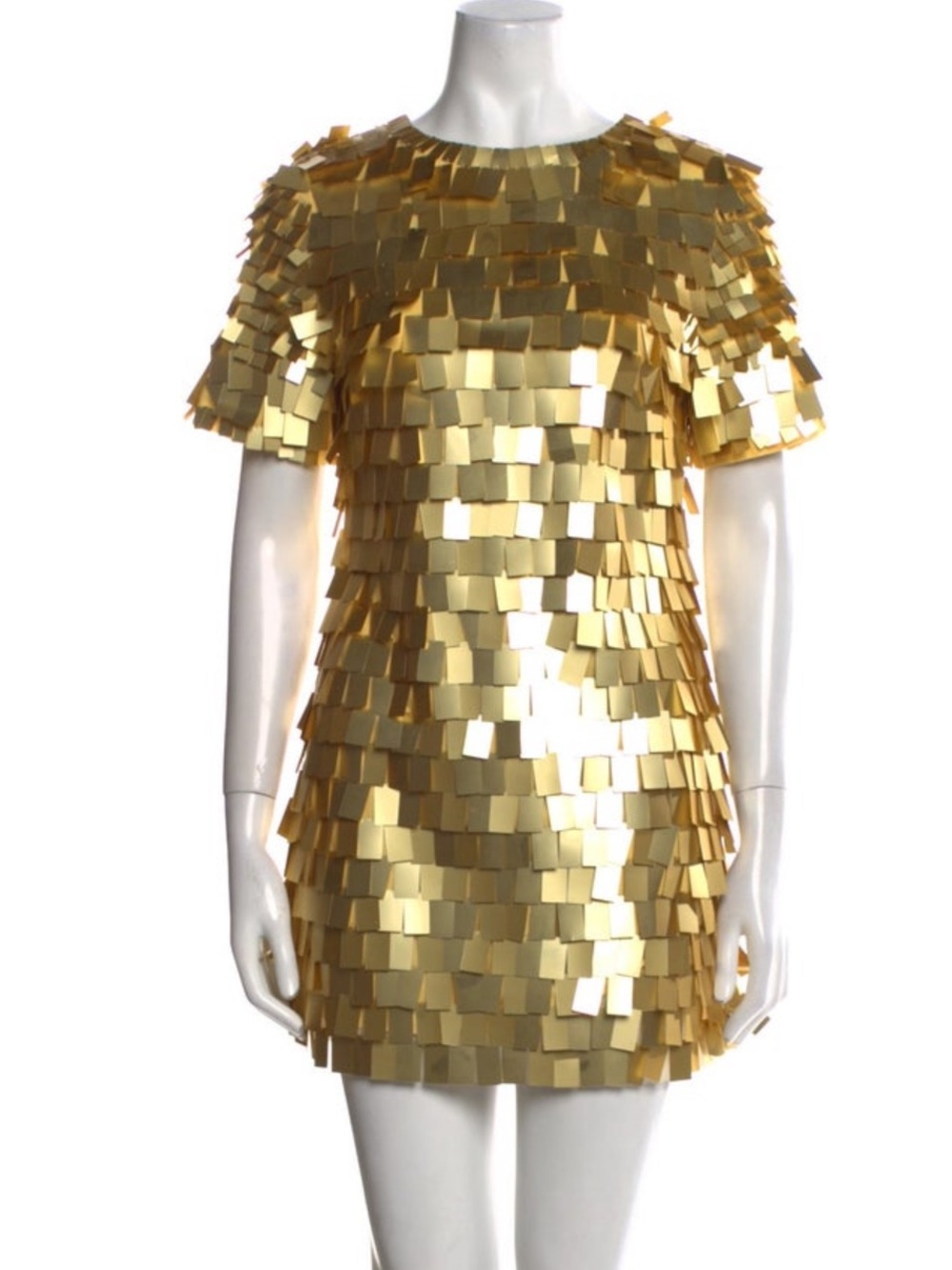 Jonathan Simkhai Gold Square-Sequin Mini Dress